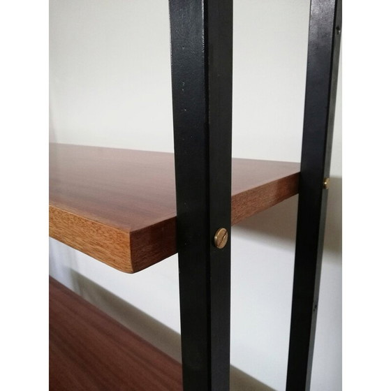 Image 1 of Paire de bibliothèques vintage avec structure en fer et nid d'abeille en bois, Italie 1960