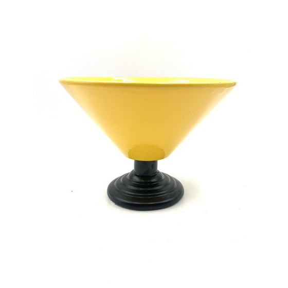 Image 1 of Vase conique vintage en céramique jaune, Italie 1980