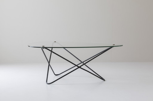 Table basse en forme de diamant de Florent Lasbleiz fabriquée par Airborne France en 1954.
