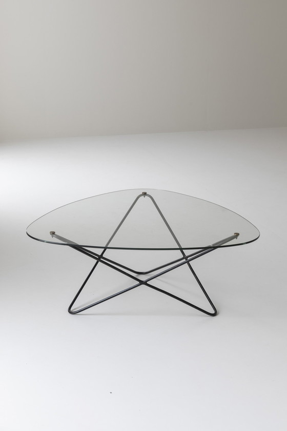 Image 1 of Table basse en forme de diamant de Florent Lasbleiz fabriquée par Airborne France en 1954.