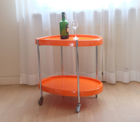 Image 1 of Chariot de service Table de desserte Orange Space Age 70s Uk3Aeb