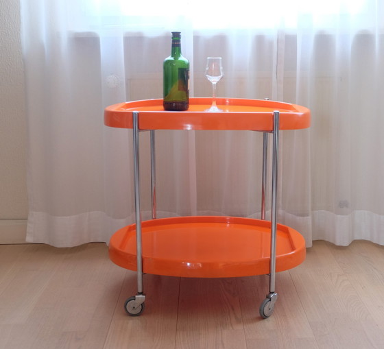 Image 1 of Chariot de service Table de desserte Orange Space Age 70s Uk3Aeb