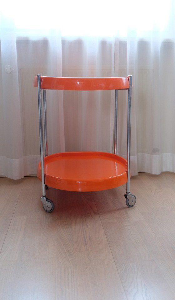 Image 1 of Chariot de service Table de desserte Orange Space Age 70s Uk3Aeb