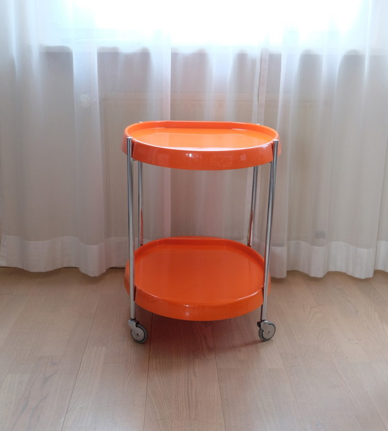 Image 1 of Chariot de service Table de desserte Orange Space Age 70s Uk3Aeb