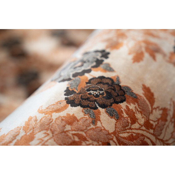 Image 1 of Canapé vintage 3 places en bois et tissu chenille avec paire de fauteuils, Italie 1970