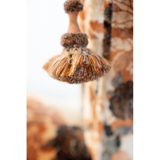 Image 1 of Canapé vintage 3 places en bois et tissu chenille avec paire de fauteuils, Italie 1970