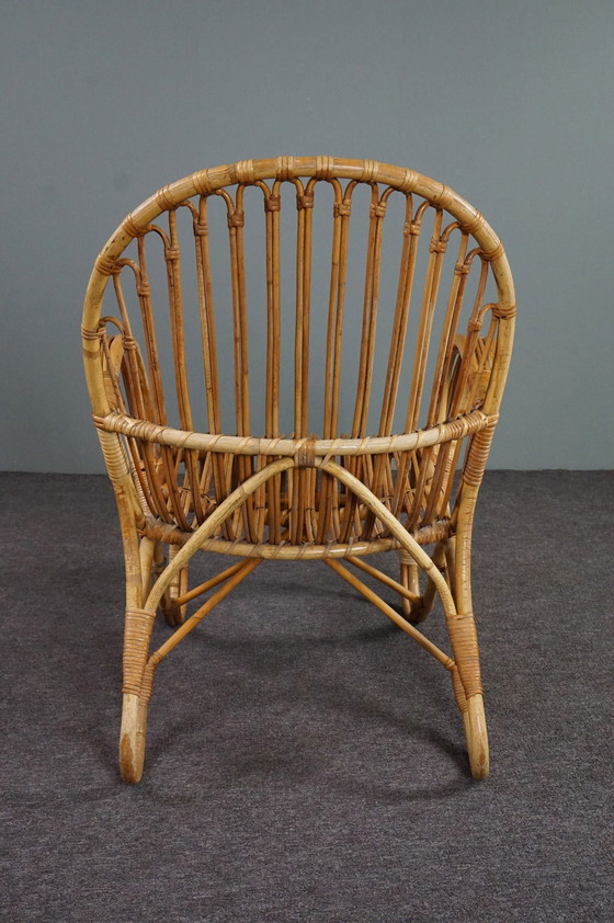 Image 1 of Fauteuil Belse 8 en rotin avec dossier rond, 1950