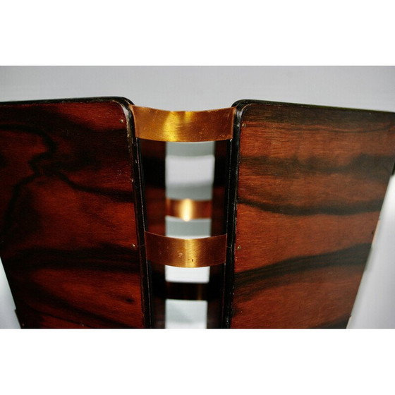 Image 1 of Corbeille à papier vintage en ébène et laiton de Macassar par E J Ruhlmann, 1930