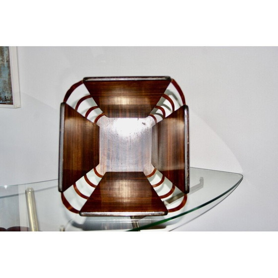 Image 1 of Corbeille à papier vintage en ébène et laiton de Macassar par E J Ruhlmann, 1930