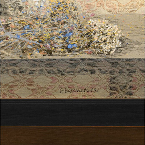 Image 1 of Huile sur toile vintage "Fiori et finestra" de Giuseppe Banchieri, 1979