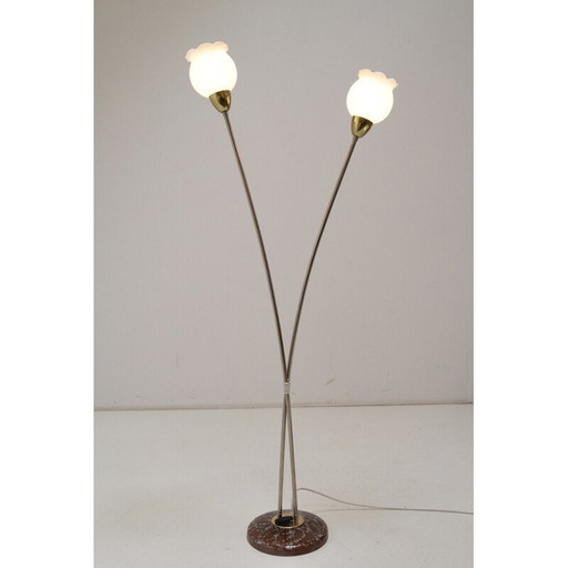 Lampadaire vintage en verre, céramique et acier par Kamenicky Senov, Tchécoslovaquie 1960,