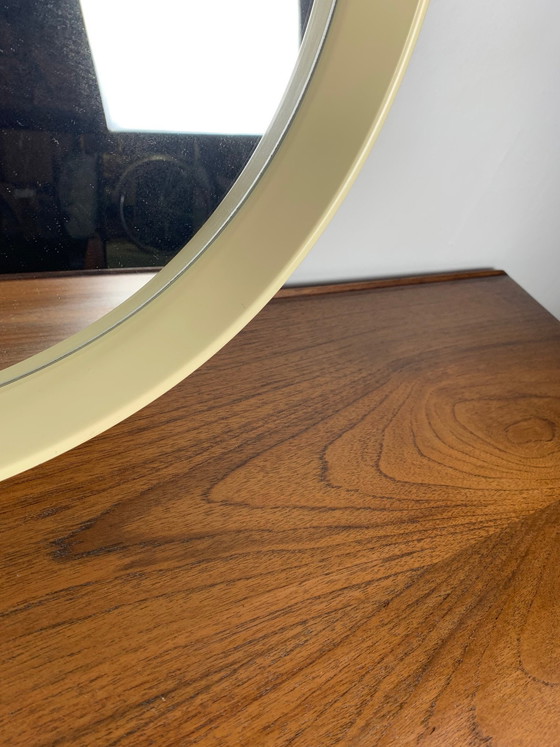 Image 1 of Miroir rond en plastique vintage, 1980, couleur crème