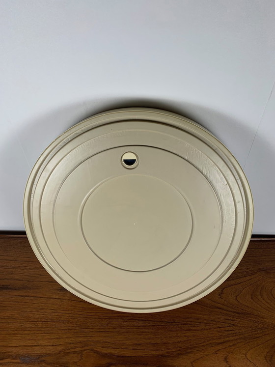 Image 1 of Miroir rond en plastique vintage, 1980, couleur crème