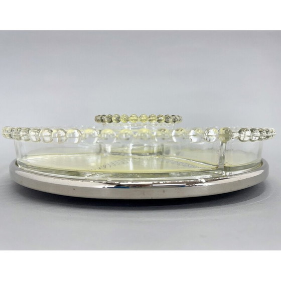 Image 1 of Plateau tournant en verre et chrome Art Déco, 1930