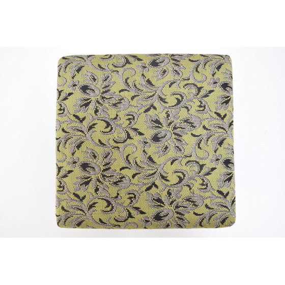 Image 1 of Tabouret de pied à roulettes en tissu du milieu du siècle, Tchécoslovaquie, années 1970