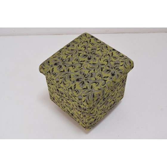 Image 1 of Tabouret de pied à roulettes en tissu du milieu du siècle, Tchécoslovaquie, années 1970