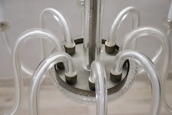 Image 1 of Lustre vintage en verre de Murano transparent
