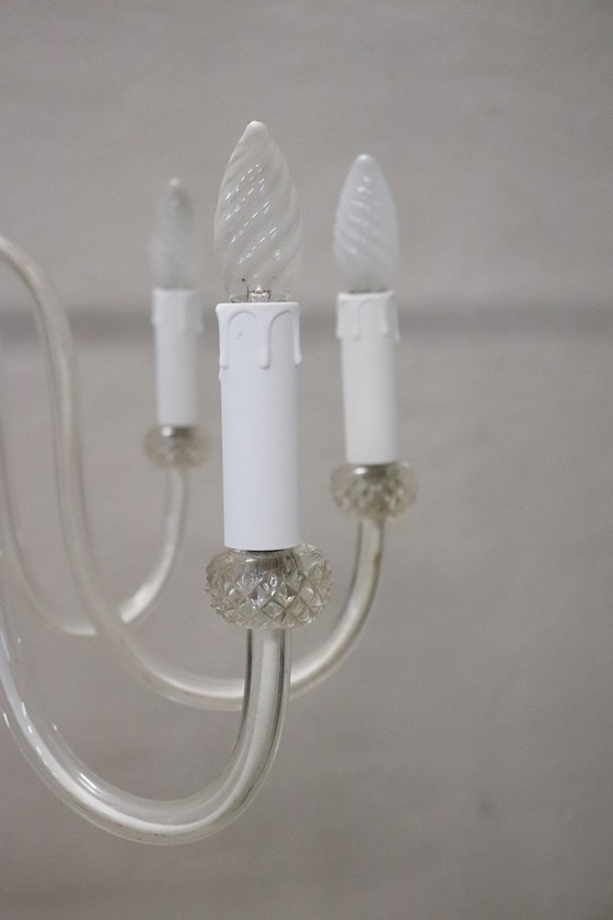 Image 1 of Lustre vintage en verre de Murano transparent