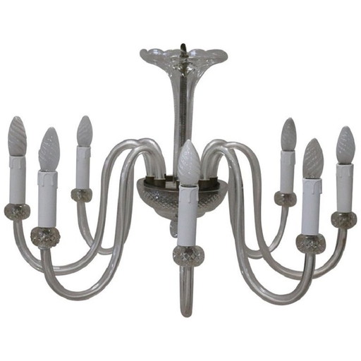 Lustre vintage en verre de Murano transparent