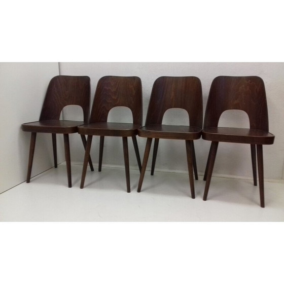 Image 1 of Ensemble de 4 chaises en bois vintage d'Oswald Haerdtl, années 1950