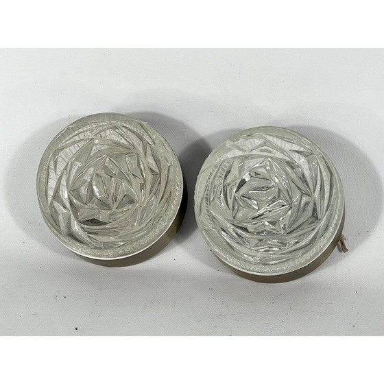 Image 1 of Paire d'appliques vintage en verre et aluminium modèle "Caserta" par Stilux Milano, Italie 1960