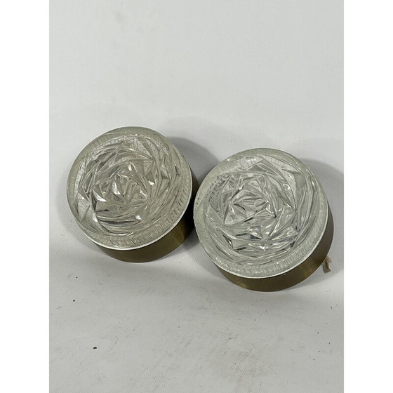 Image 1 of Paire d'appliques vintage en verre et aluminium modèle "Caserta" par Stilux Milano, Italie 1960