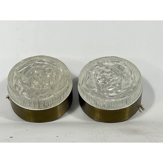 Image 1 of Paire d'appliques vintage en verre et aluminium modèle "Caserta" par Stilux Milano, Italie 1960