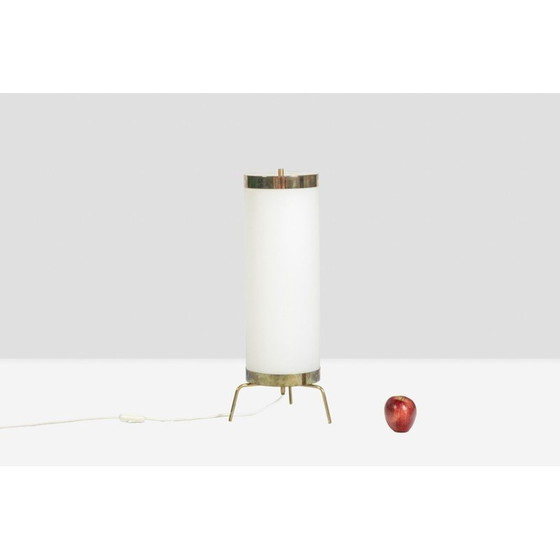 Image 1 of Lampe vintage en opaline blanche et laiton doré, Italie 1970