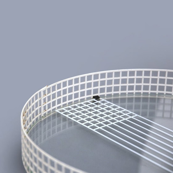 Image 1 of Plateau vintage en verre, métal perforé et plastique noir, 1970