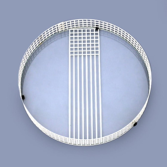 Image 1 of Plateau vintage en verre, métal perforé et plastique noir, 1970