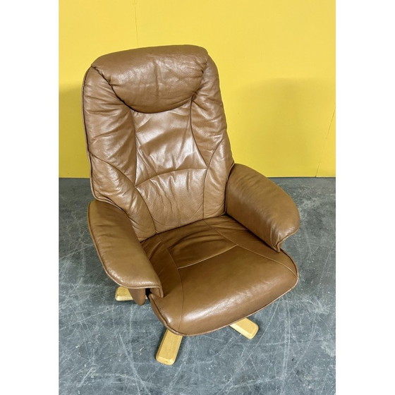 Image 1 of Fauteuil pivotant vintage danois en cuir cognac, 1970