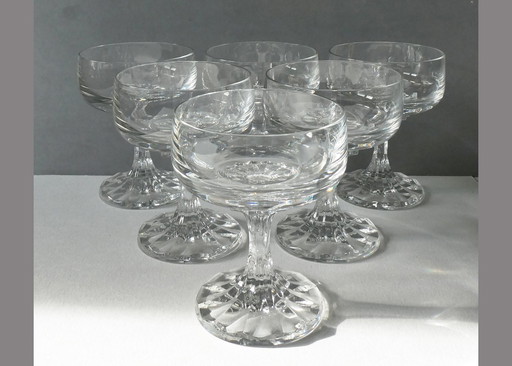 6 coupes à champagne lourdes, cristal, Villeroy & Boch, série Connaisseur