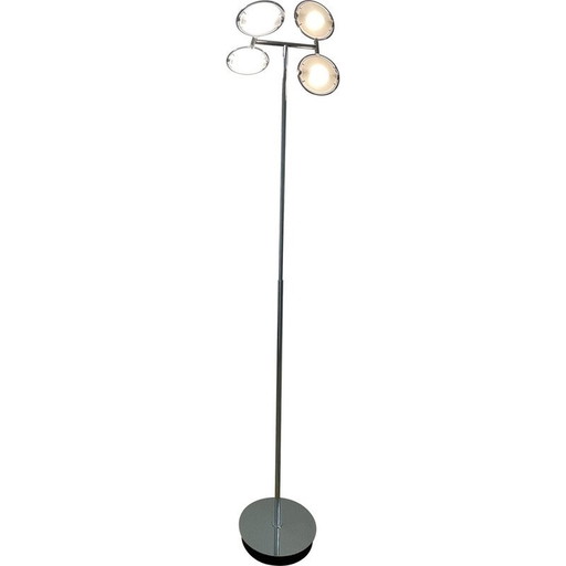 Lampadaire vintage Nobi 4 en métal chromé et verre pour Fontana Arte, 1990
