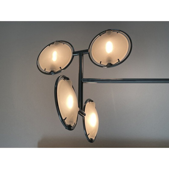 Image 1 of Lampadaire vintage Nobi 4 en métal chromé et verre pour Fontana Arte, 1990