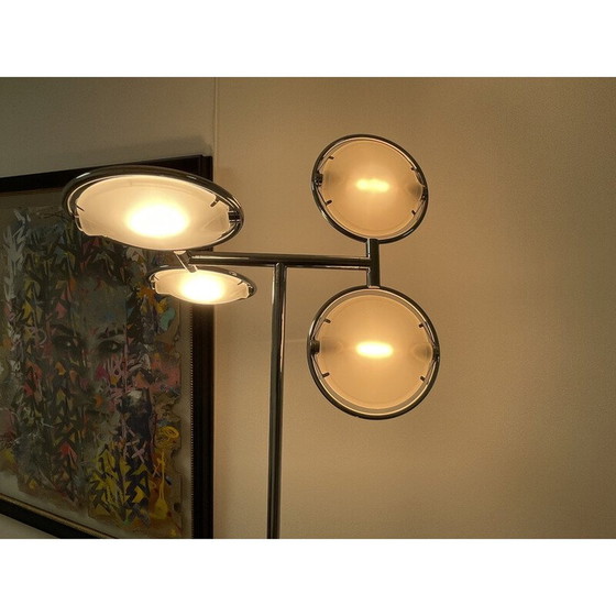 Image 1 of Lampadaire vintage Nobi 4 en métal chromé et verre pour Fontana Arte, 1990