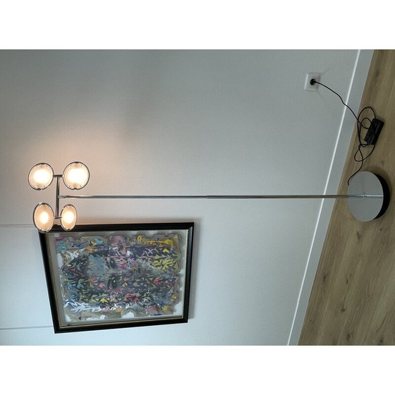 Image 1 of Lampadaire vintage Nobi 4 en métal chromé et verre pour Fontana Arte, 1990
