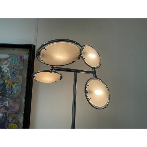 Image 1 of Lampadaire vintage Nobi 4 en métal chromé et verre pour Fontana Arte, 1990