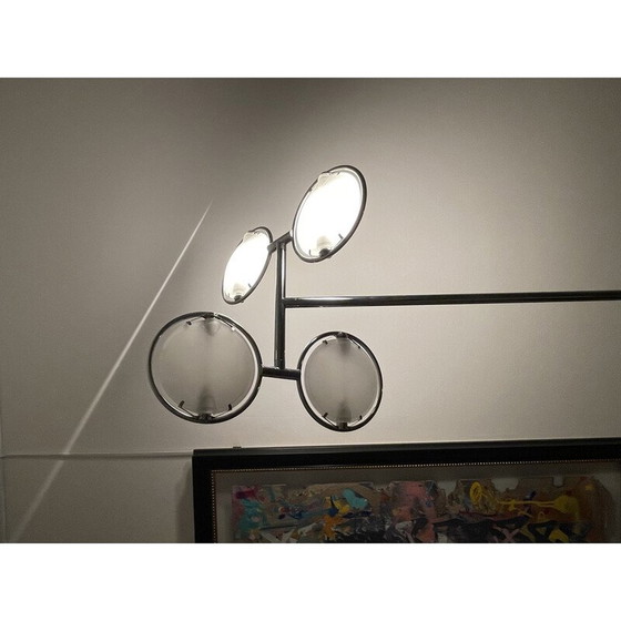 Image 1 of Lampadaire vintage Nobi 4 en métal chromé et verre pour Fontana Arte, 1990