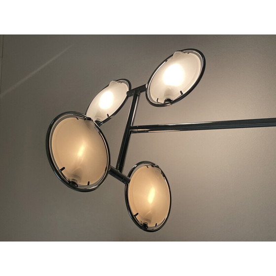 Image 1 of Lampadaire vintage Nobi 4 en métal chromé et verre pour Fontana Arte, 1990