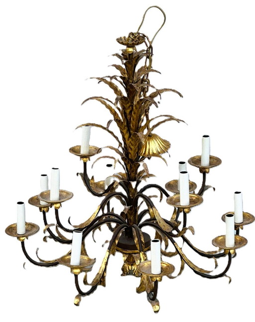 Vintage Lustre Feuillages Doré