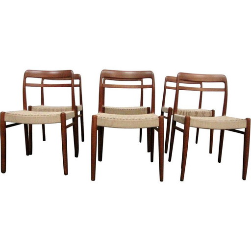 Ensemble de 6 chaises de salle à manger vintage, danoises, années 1960