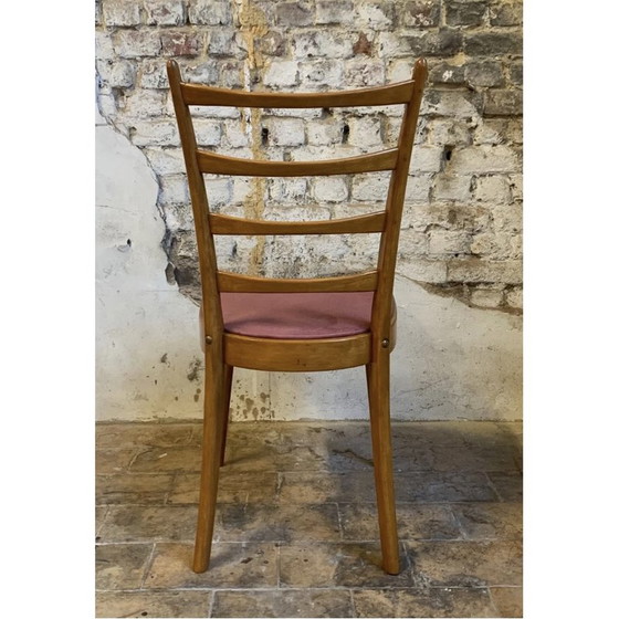 Image 1 of Ensemble de 4 chaises vintage en bois et velours