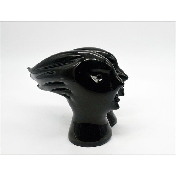 Image 1 of Sculpture vintage en verre noir massif par Sergio Rossi-Murano 1970