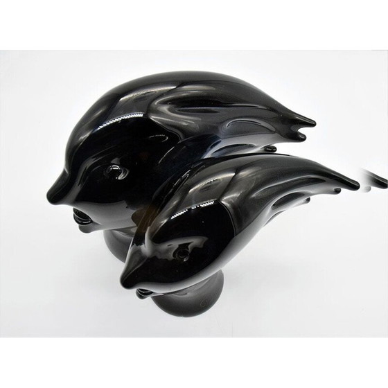 Image 1 of Sculpture vintage en verre noir massif par Sergio Rossi-Murano 1970