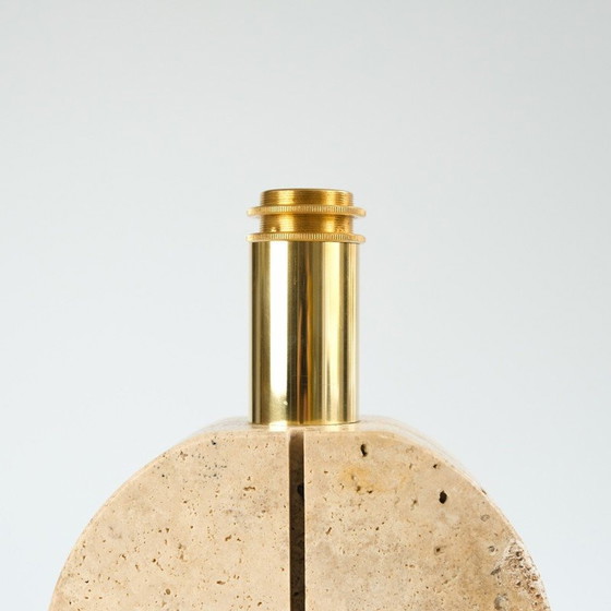 Image 1 of Lampe de table vintage en laiton et travertin par Cerri Nestore, Italie 1970