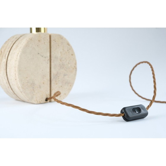 Image 1 of Lampe de table vintage en laiton et travertin par Cerri Nestore, Italie 1970