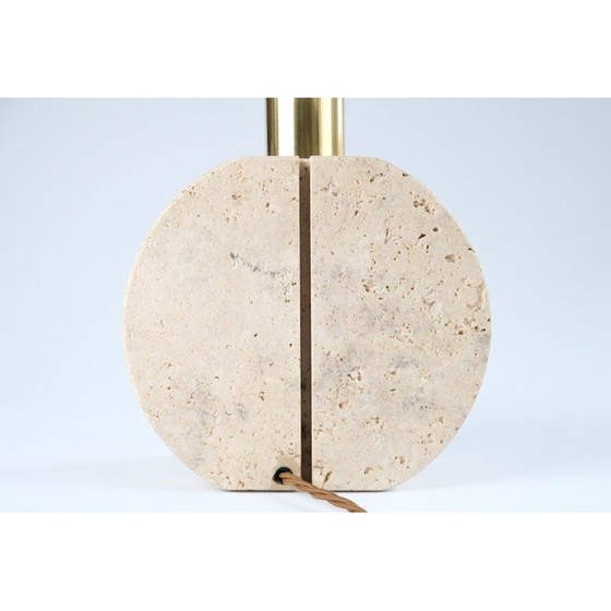 Image 1 of Lampe de table vintage en laiton et travertin par Cerri Nestore, Italie 1970