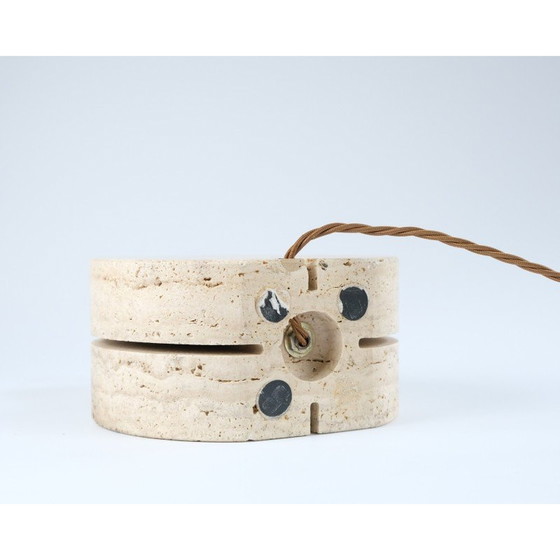 Image 1 of Lampe de table vintage en laiton et travertin par Cerri Nestore, Italie 1970