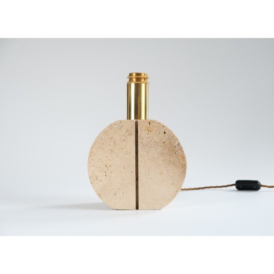 Image 1 of Lampe de table vintage en laiton et travertin par Cerri Nestore, Italie 1970