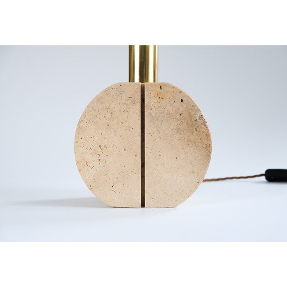 Image 1 of Lampe de table vintage en laiton et travertin par Cerri Nestore, Italie 1970